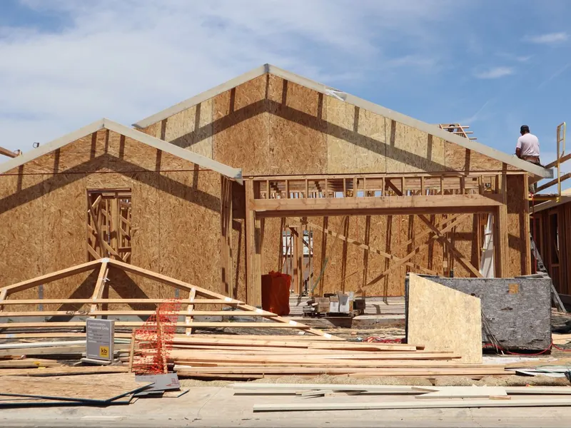 New wood framing going up for a home addition
